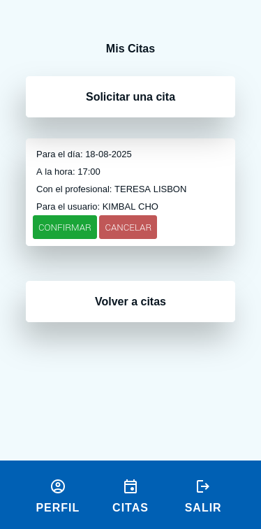 solicitudes para confirmar y confirmadas